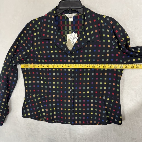 Y2K Christopher & Banks Rainbow Peplum Button Down Top Size L‎ P Cropped Teacher - Picture 11 of 15